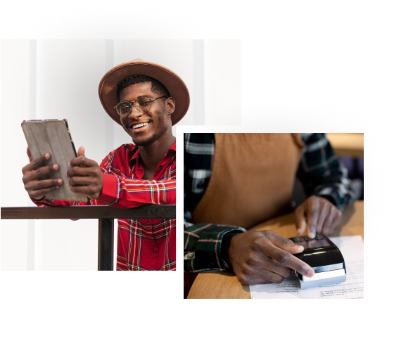 A man smiling,